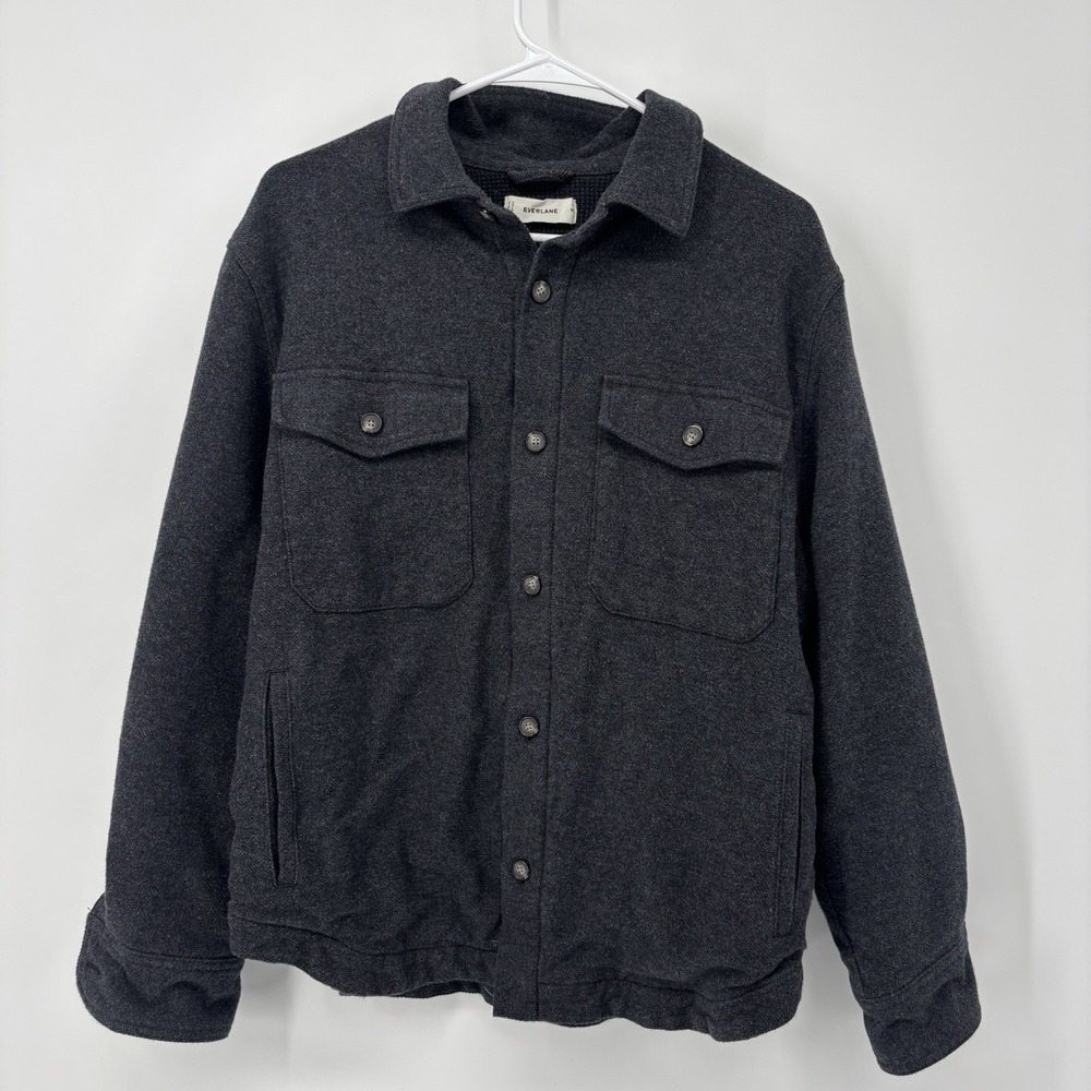 Everlane Heavyweight Waffle Twill Shirt Men's Medium Gray Button Up Long Sleeve
